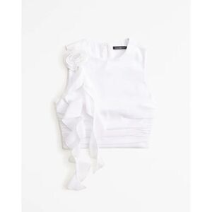 Abercrombie & Fitch White Rosette Ruffle Top Size M